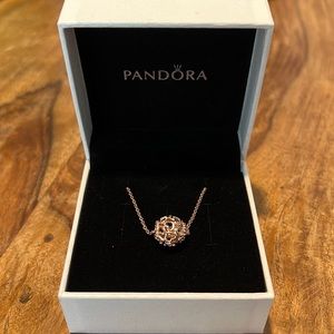 ROSE GOLD HARMONIOUS OPENWORK HEART PANDORA NECKLACE - NWT